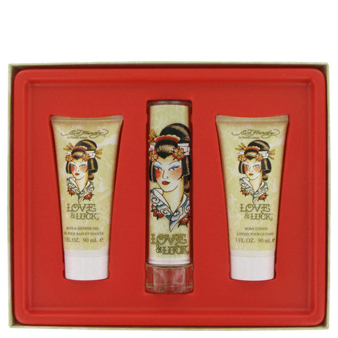 W-Gift-love-&-luck-by-christian-audigier Gift Set -- 1.7 oz EDP Spray + 3 oz Body Lotion + 3 oz Bath & Shower Gel