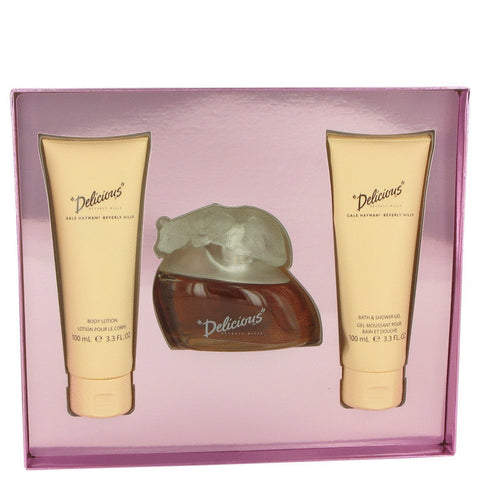 W-Gift-delicious-by-gale-hayman Gift Set -- 3.3 oz EDT Spray + 3.3 oz Body Lotion + 3.3 oz Body Wash