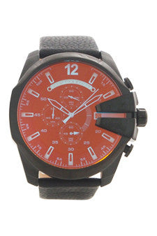 M-Wat-dz4323-chronograph-mega-chief-iridescent-crystal-black-leather-strap-watch-by-diesel 1 Pc 