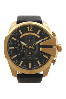 M-Wat-dz4344-chronograph-mega-chief-black-leather-strap-watch-by-diesel 1 Pc 