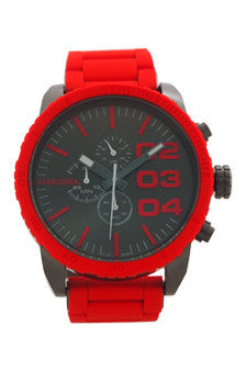 M-Wat-dz4289-chronograph-red-silicone-wrapped-stainless-steel-bracelet-watch-by-diesel 1 Pc 