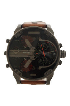 M-Wat-dz7332-mr.-daddy-2.0-brown-steel-leather-strap-watch-by-diesel 1 Pc 