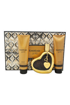 W-Gift-bebe-gold-by-bebe Gift Set 3.4oz EDP Spray| 3.4oz Body Lotion| 3.4oz Shower Gel