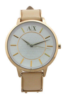 W-Wat-ax5301-gold-tone-stainless-steel-and-nude-leather-strap-watch-by-armani-exchange 1 Pc 